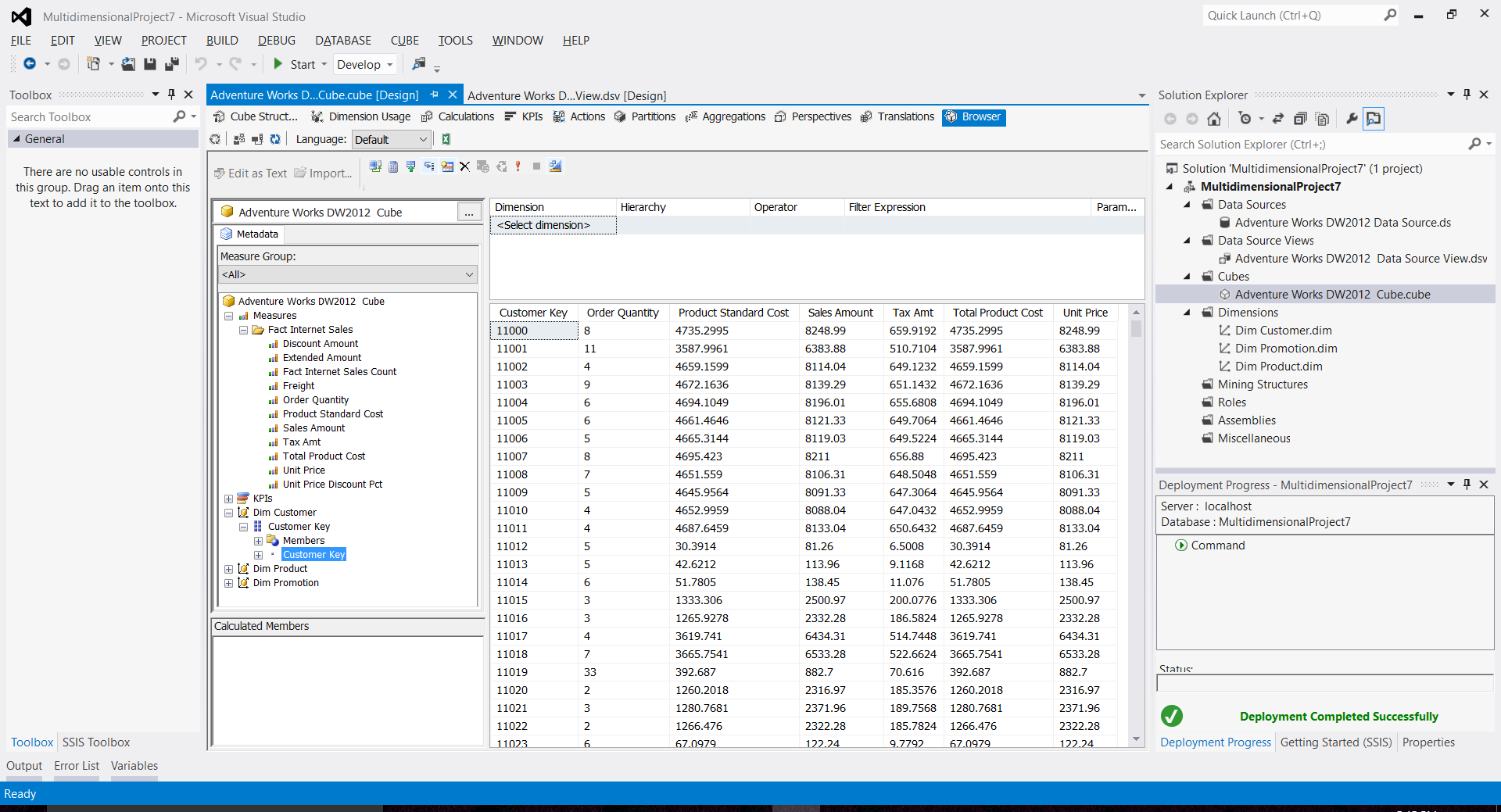 Cube Process using SSAS for FactInternet Sales